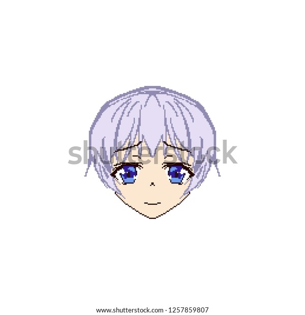 Wicked Sad Anime Face Pixel Smile Stock Vector Royalty Free