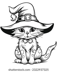 Wicked Witch Cat line art design, Wicked Witch Cat design