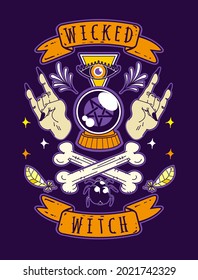 ilustración vectorial de halloween bruja malvada