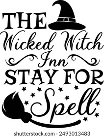 The Wicked Witch Inn Se Aloja Para Deletrear El Diseño De Tipografía De Bruja Divertida