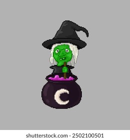Wicked witch, pixel art character