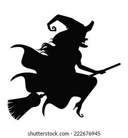 Wicked Witch Silhouette isolated on white EPS 10 vector