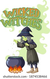 Wicked witches logo on white background illustration