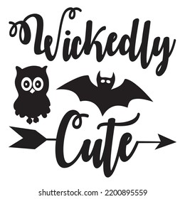 Wickedly cute Happy Halloween shirt print template, Pumpkin Fall Witches Halloween Costume shirt design