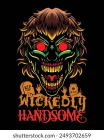 Wickedly Handsome - Creepy Halloween t-shirt design