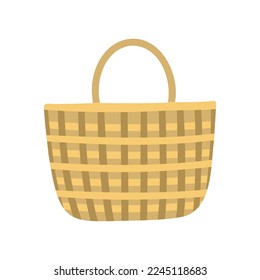 Wicker bag, eco straw bag, zero waste. Vector Illustration for printing, backgrounds, covers and packaging. Image can be used for greeting cards, posters and stickers. Isolated on white background.