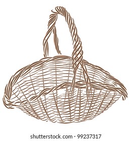 Wicker basket. It is  the basis for Easter compositions, for floral compositions, for the harvest,  for picnic etc.