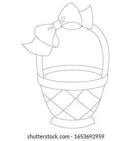Cesta de mimbre con arco. Ilustración lineal.