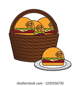 wicker basket burgers