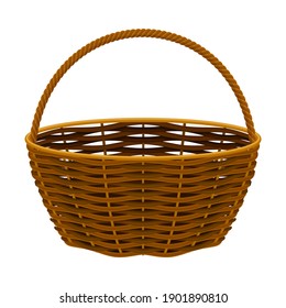 Wicker Basket as Container Woven from Stiff Fiber Vector Illustration