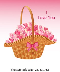 Wicker basket of flowers