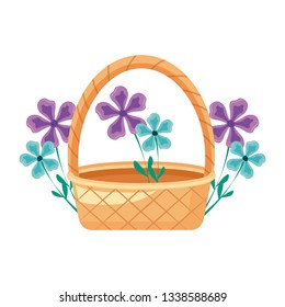 wicker basket with flowers decorated