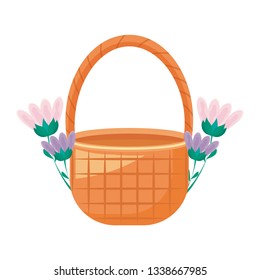 wicker basket with flowers decorated