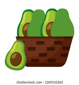 wicker basket with fresh avocado