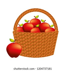 wicker basket fresh fruit nature apples