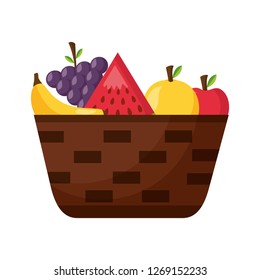 wicker basket with fresh fruits