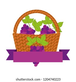 wicker basket with fresh grapes