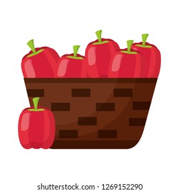wicker basket with fresh peppers