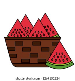wicker basket with fresh watermelon