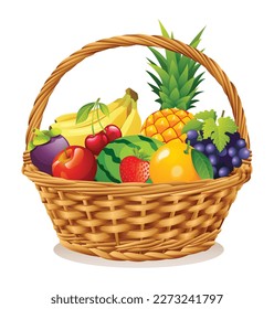 Bucket with fruit and berry Royalty Free Vector Image