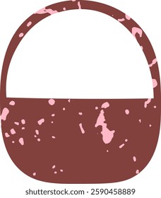 Wicker Basket With Grunge Texture Vector Illustration