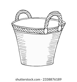 Wicker basket hand drawn doodle black vector isolated black element for design on white background