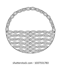 wicker basket handle round empty decoration vector illustration sticker design