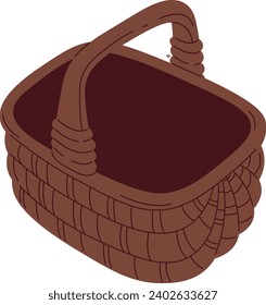Cesta De Wicker Con Ilustración Del Vector De Mano