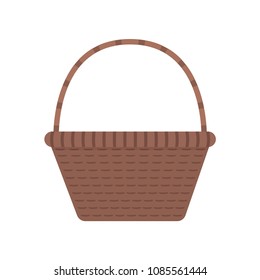 Wicker basket icon in flat design.