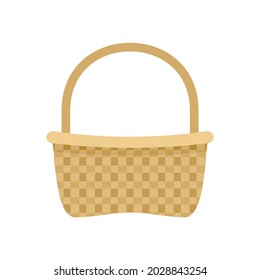 Wicker basket icon. Flat illustration of wicker basket vector icon isolated on white background