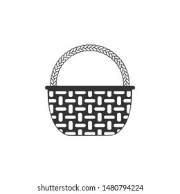 Wicker basket icon isolated. Flat design. Vector Illustration