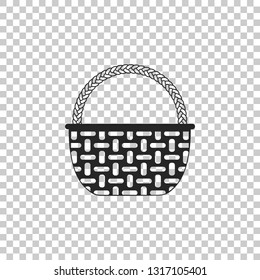 Wicker basket icon isolated on transparent background. Flat design. Vector Illustration