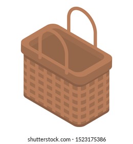 Wicker basket icon. Isometric of wicker basket vector icon for web design isolated on white background