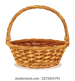 Wicker basket isolated on white background. Vector illustration