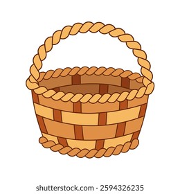 Wicker basket. Isolated vector illustration.