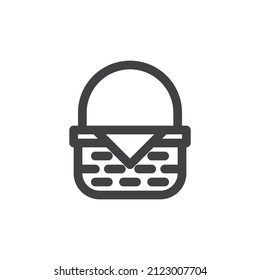 Wicker basket line icon. linear style sign for mobile concept and web design. Picnic basket outline vector icon. Symbol, logo illustration. Vector graphics