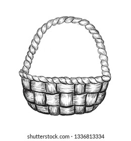 Wicker basket on a white background