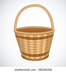 Wicker basket on white background