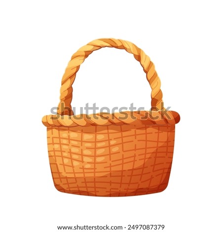 Wicker basket on white background. Basket in rustic aesthetics. Vector illustration