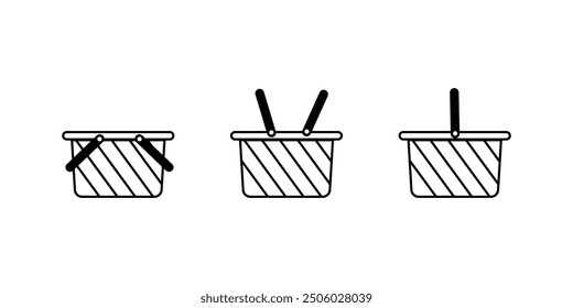 Wicker basket outline icon. linear style sign for mobile concept and web design. shopping basket icon eps 10.