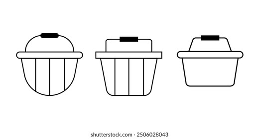Wicker basket outline icon. linear style sign for mobile concept and web design. shopping basket icon eps 10.