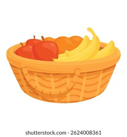 Wicker basket overflowing with fresh fruit, promoting healthy eating and providing essential vitamins