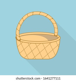 Wicker basket for picnic isolated on white background. Vector illustration.