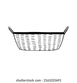 Wicker basket. For storage. Linear vector illustration, contour image