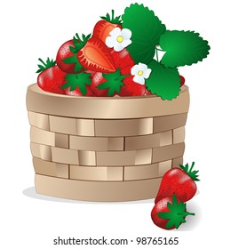 Wicker basket with strawberries