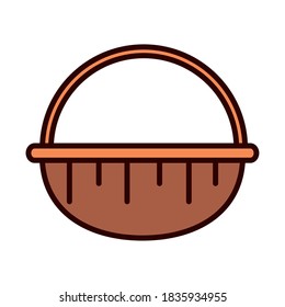 icono de relleno de línea de ilustración vectorial vacía tradicional de cesta de mimbre
