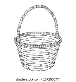 Handdrawn Empty Wicker Picnic Basket Black Stock Vector (Royalty Free ...