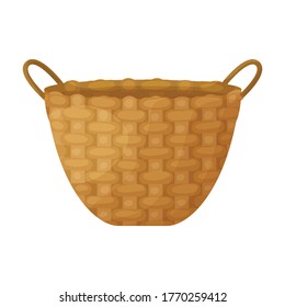 Wicker basket vector icon.Cartoon vector icon isolated on white background wicker basket.