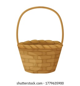 Wicker basket vector icon.Cartoon vector icon isolated on white background wicker basket.