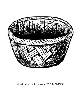 wicker basket vector illustration isolated on white background